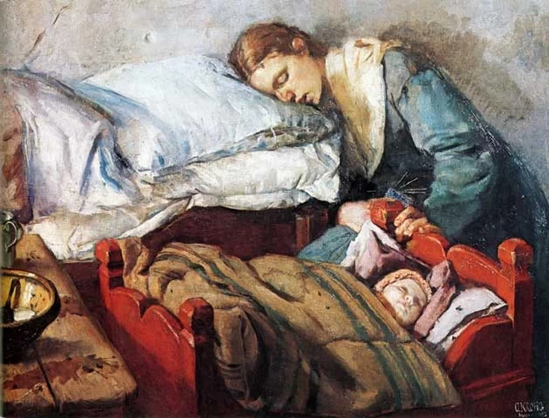 Madre addormentata con bambino 1883 - Kode Kunstmuseer og komponisthjem, Bergen